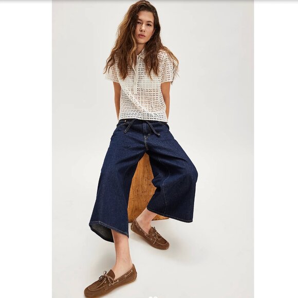 NWT Free People X  Levi's XL Culotte Jeans Blue SZ-31 - Picture 2 of 8